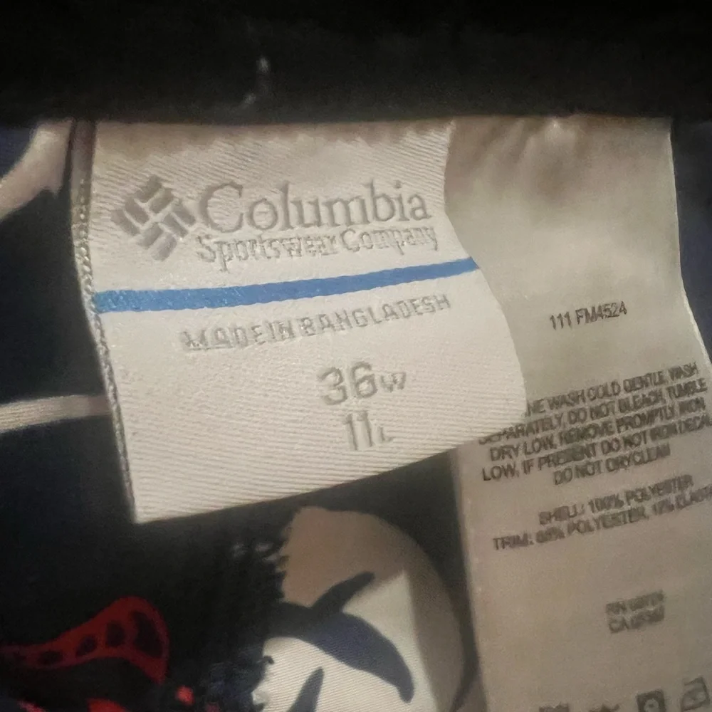 Columbia PFG Omni-Shade Swim Trunks Tuna Fish‎ Palm Tree Mens 36 Inseam 11” H2